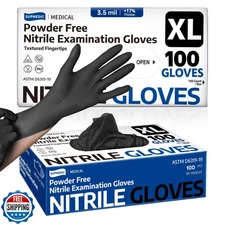 Supmedic Disposable Nitrile Gloves, Chemical Resistant, Powder-Free, Latex-Fr