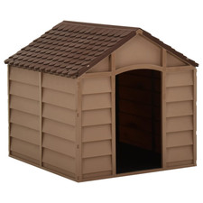 Image of Dog House Brown 71x71.5x68cm PP Polypropylene UV-Resistant Small Outdoor Indoor