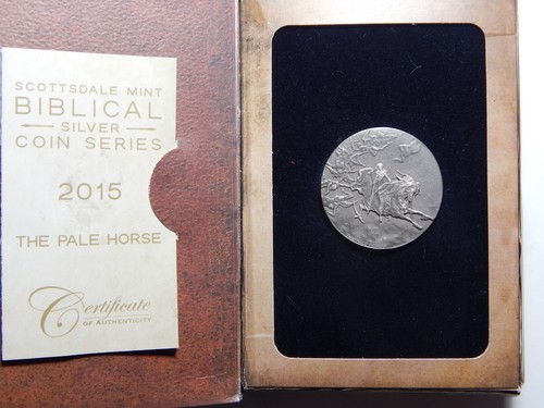 2015 SCOTTSDALE ZECCA MONETA BIBLICA SERIE ARGENTO 2 OZ ROTONDO IL CAVALLO PALLIDO LM-7