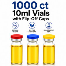 1000 Ct 10ml Vials w/ Flip Off Caps & Rubber ...