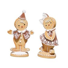 Gingerbread Decor Christmas Table Decorations - 2Pc Resin Xmas Boys