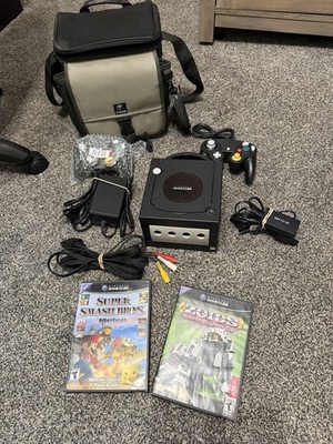 Nintendo GameCube Console Black 2 Controllers, Memory Card, Games, Travel Case