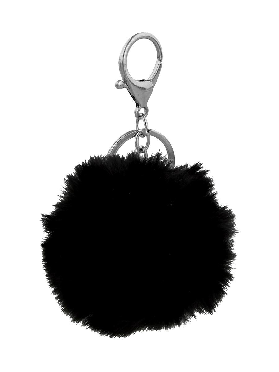 Keyring Pom Pom Key Chain Black 7cm