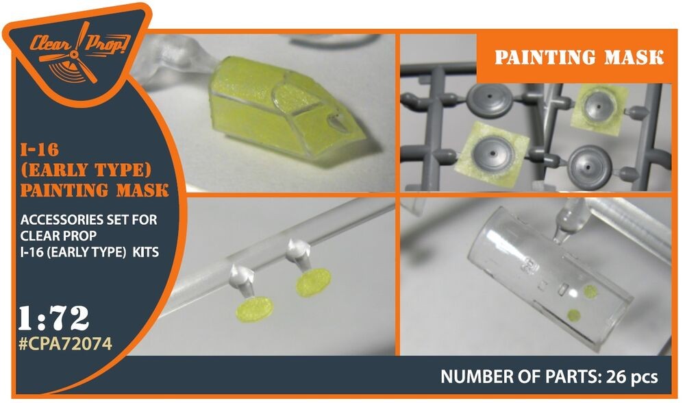 Clear Prop Accessories CPA72074 - 1:72 I-16 Early Version Painting Mask Kit