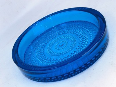 Vtg Nuutajarvi Oiva Toikka Kastehelmi Raised Dew Drop Design 6'' Glass Dish 1964