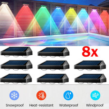 8er LED Solarleuchten Zaunleuchte Wandlampen Gartenleuchte Außen Treppen Lampe