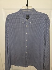 JOS. A. BANK Traveler Tech Slim Fit XXL Blue Plaid Button Down Long Sleeve. NWT