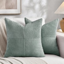 2 Packs Grey Blue Euro Decorative Throw Pillow Covers 28x28 Inch for Couch Be...