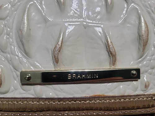 Brahmin Melbourne Trifold Envelope Wallet Ivory/pecan Color Croc Embossed - Picture 2 of 8