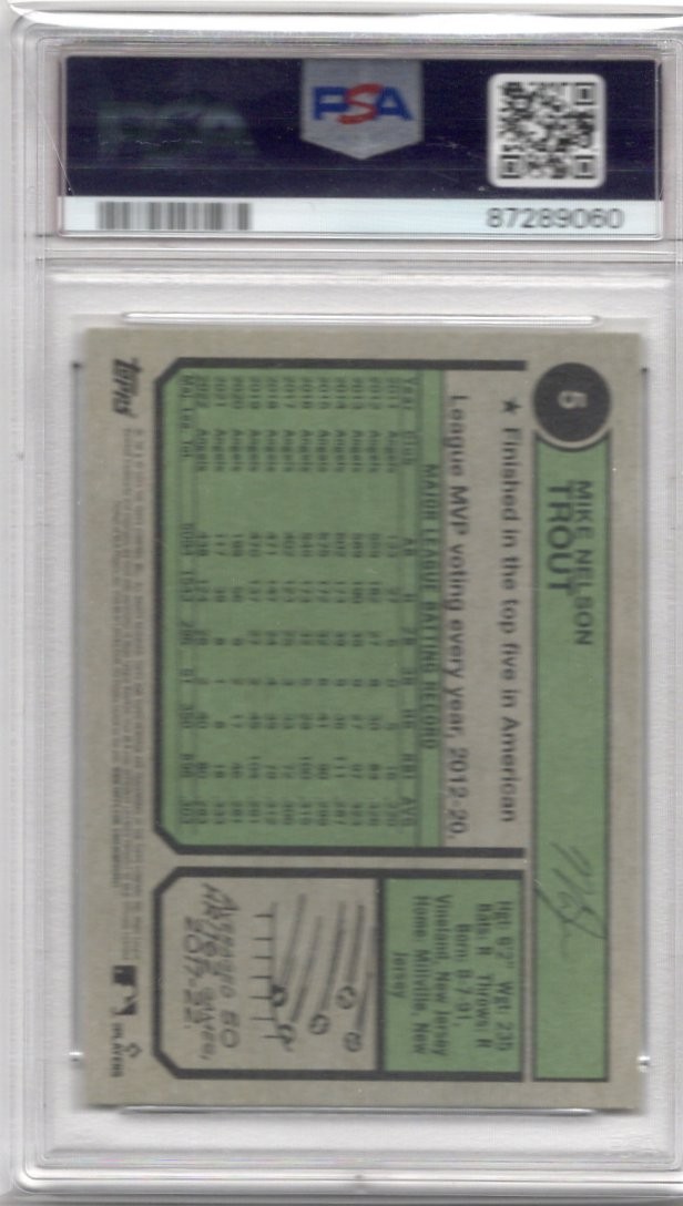 Mike Trout 2023 Topps Heritage # 5 *PSA 10 GEM MT* Los Angeles Angels view 2