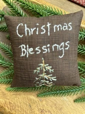 Primitive Stitchery Christmas Blessimgs Handstitched  Old  Farmhouse  Ornie