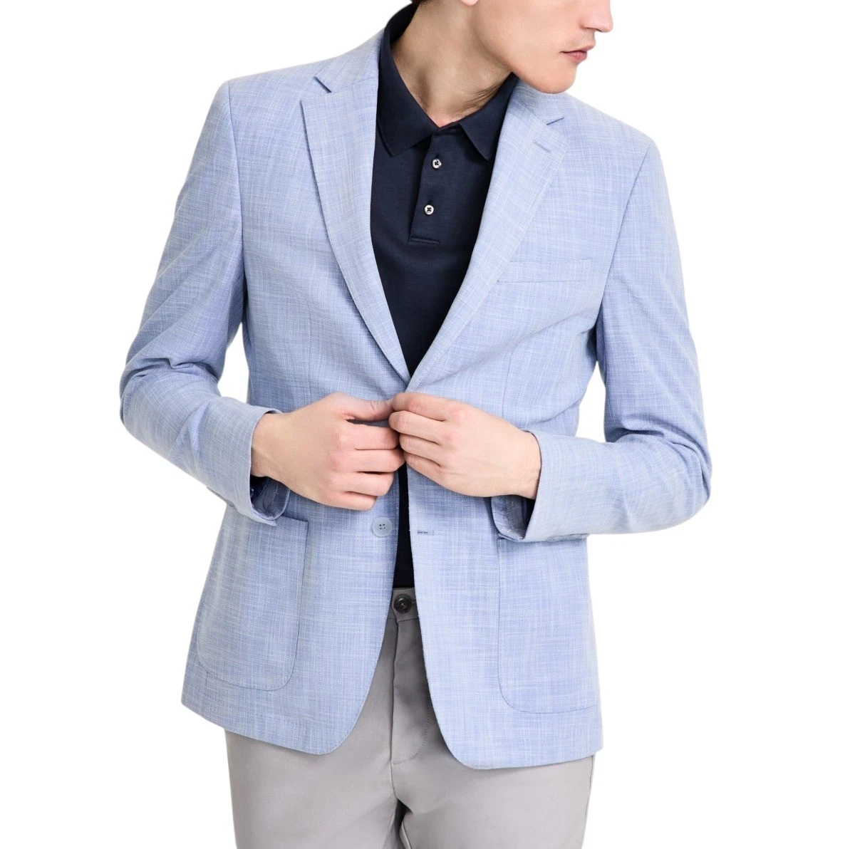 Calvin Klein Mens Slim fit Sport Coat Blazer 40 R Powder Blue Solid