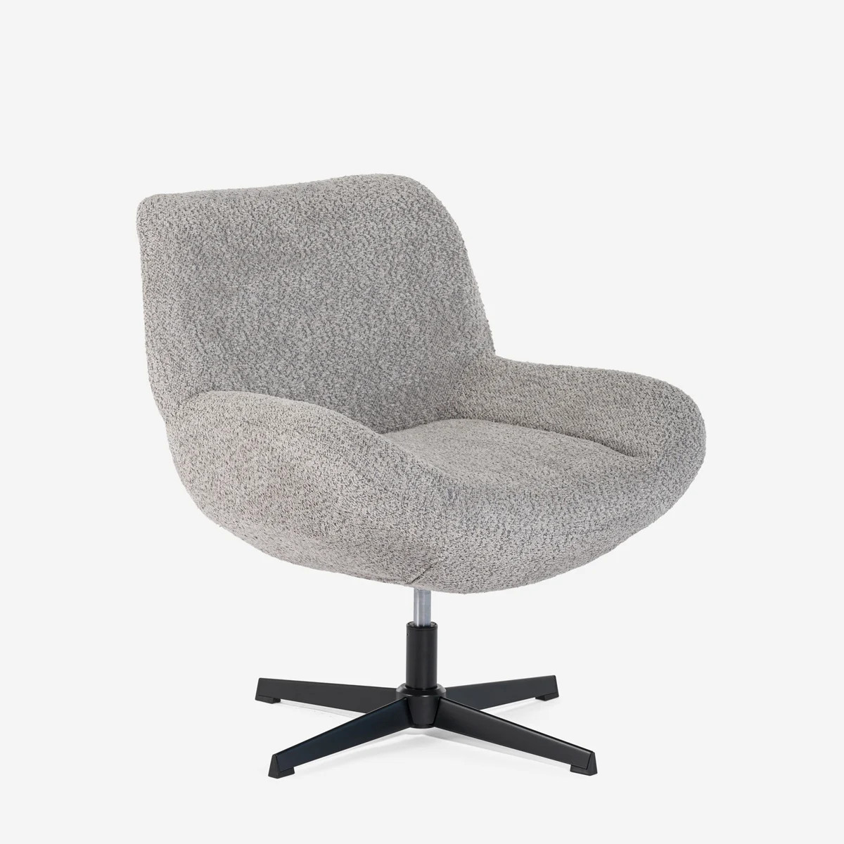 Fauteuil pivotant bouclé haut de gamme Lehm design minimaliste écru
