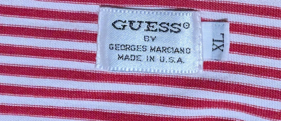 Vintage 90s Guess Jeans USA Shirt Georges Marciano  ASAP Rocky XL Stripe Logo  - Image 4 of 4