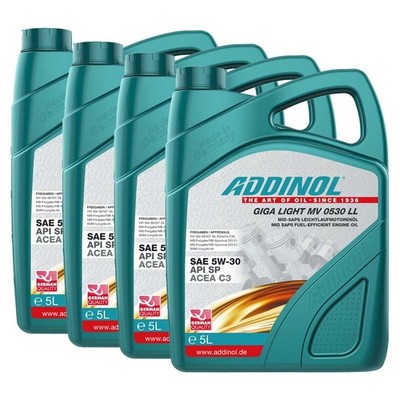 Motoröl Motor Öl ADDINOL 5W-30 Giga Light MV 0530 LL 4 X 5 Liter für VW Passat