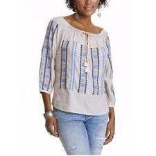 Odd Molly Anthropologie Folktale Blouse Top Floral Embroidered Ivory S 204393