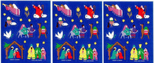 Vintage 3 sheets Christmas Xmas HOLY FAMILY Nativity Stickers 1994