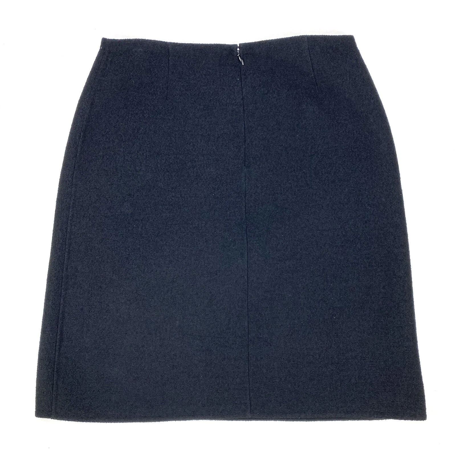 CELINE Gonna al ginocchio Céline in misto lana e nylon nera lunghezza al ginocchio taglia EU 40 US 8 10