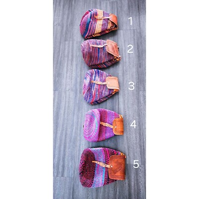Kiondo Mini African Handwoven Backpack with Leather Adjustable Shoulder Straps Kiondo Medium African Handwoven Backpack With Leather  main image 3
