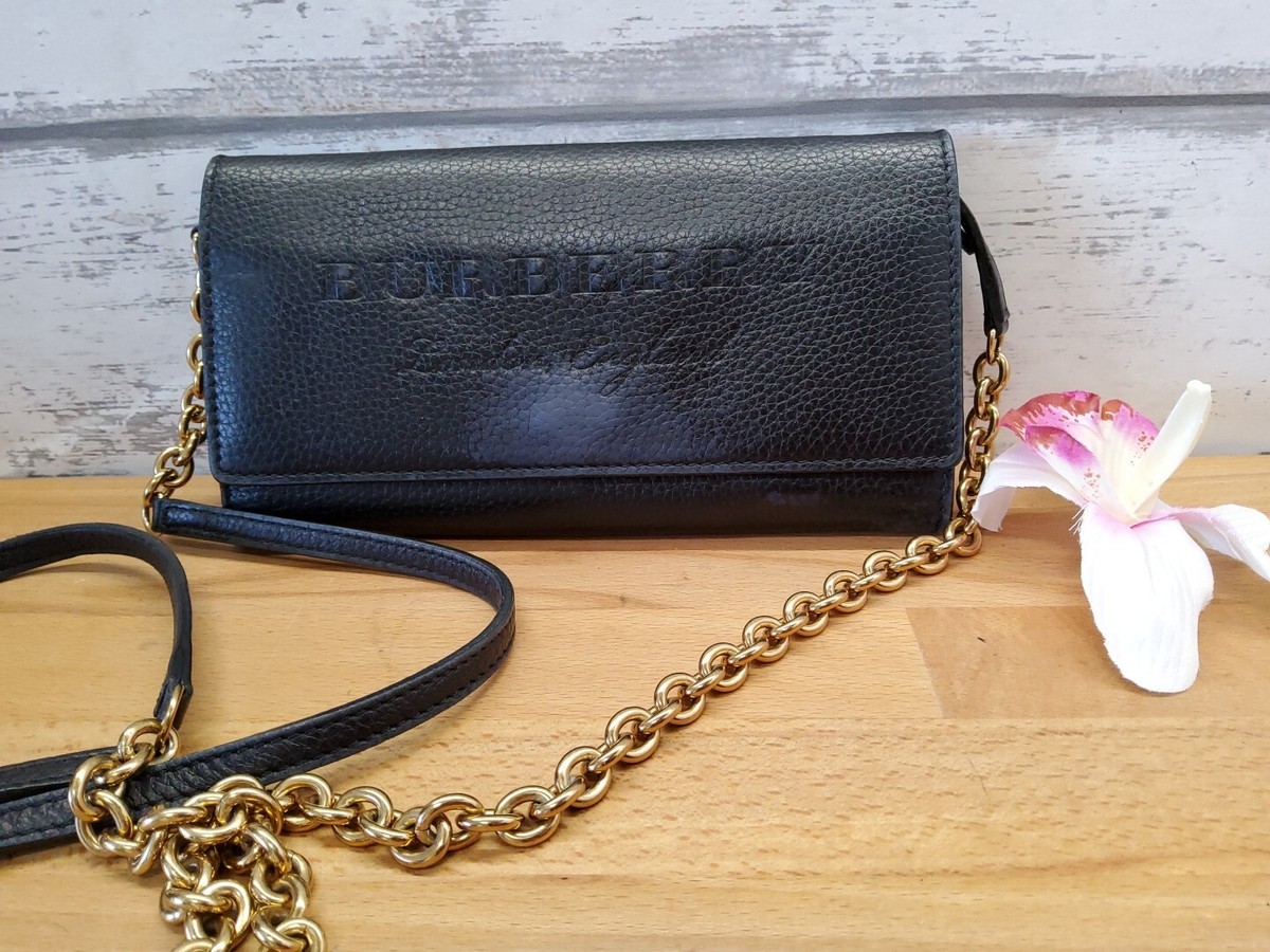 Burberry Bag Chain Burberry Black Leather Gold Chain Shoulder