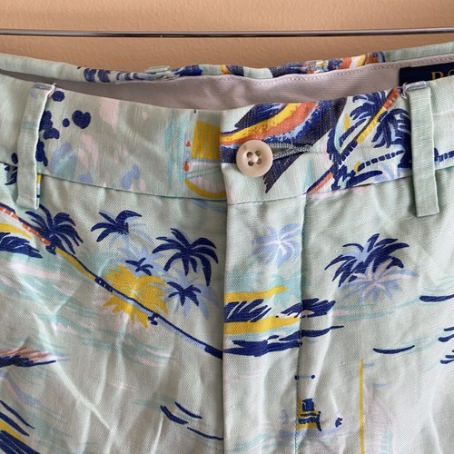 Polo Ralph Lauren Shorts Men 31 Tropical Print Linen Blend Old Money Preppy FLAW - Picture 5 of 15