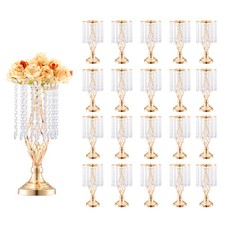 VEVOR 20PCS 43cm/16.9 Tall Crystal Wedding Flower Stand Vase for Party Decor