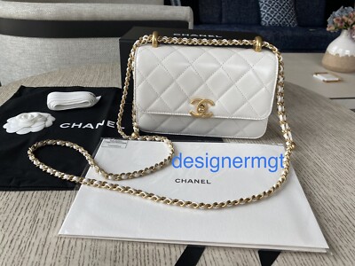 CHANELバック NIB 100%AUTH CHANEL 21A White Perfect Fit Calfskin Mini Flap Bag