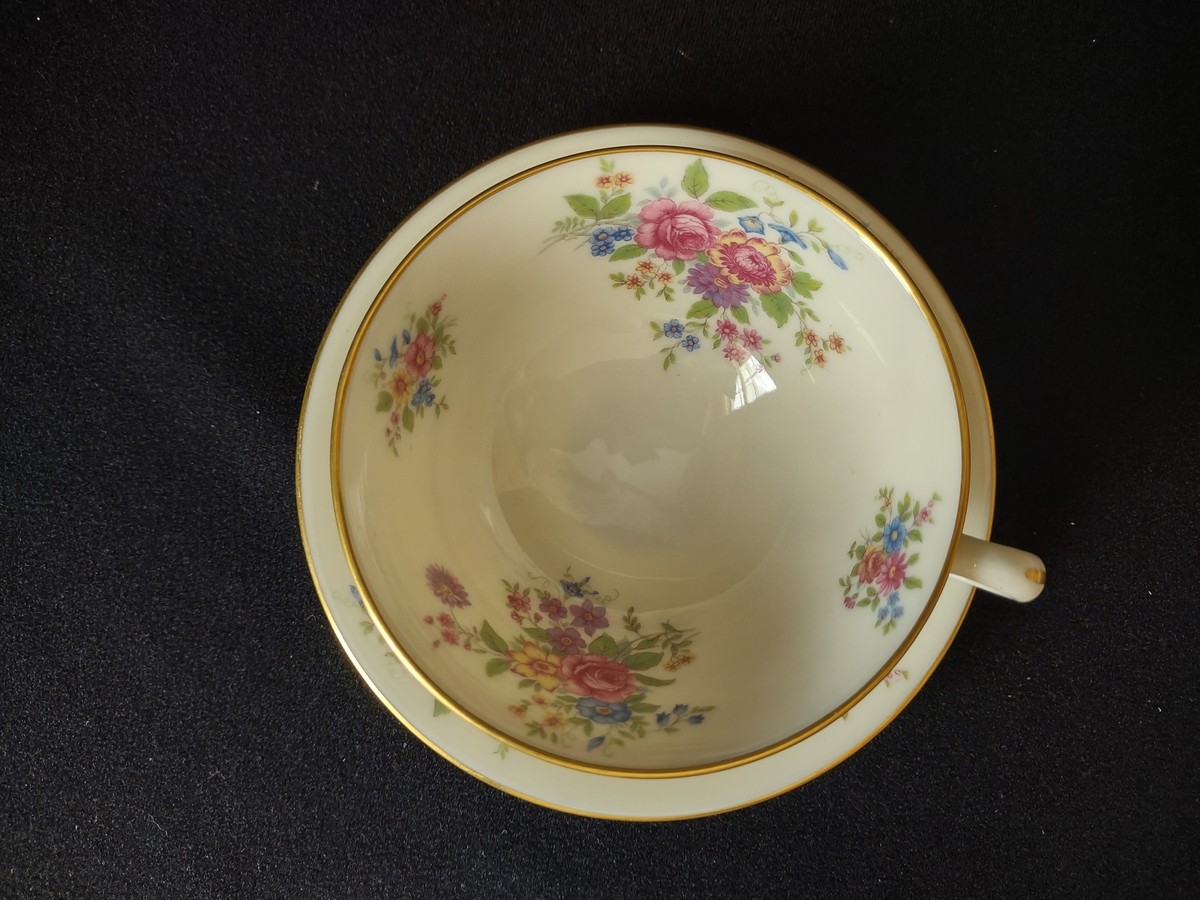 Vintage Lenox L-347 Tea Cup with Saucer Gold Trim Roses (lot 1815