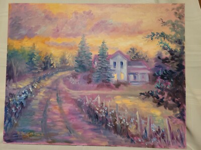 Millie Gift Smith Original 24''x30'' Acrylic Canvas Landscape ''Lavender Twilight''