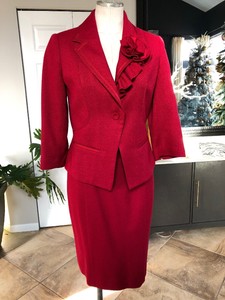 red pencil skirt suit