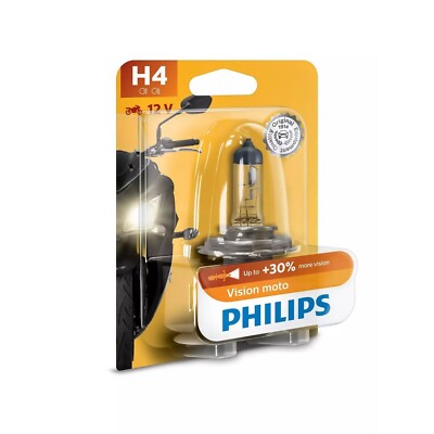 Philips Vision moto H4 Halogen bis zu 30% mehr Licht 60/55W 12V Autolampen