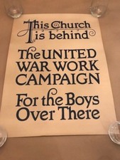 Original WW1 POSTER-THIS CHURCH IS BEHIND THE UNITED WAR WORK CAMPAIGN WWI world