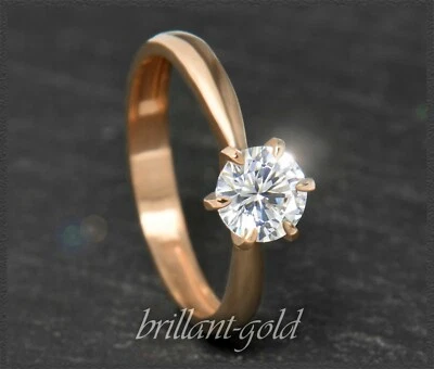 Diamant Damen 585 Gold Ring; Brillant mit 0,87ct; Top Wesselton; Si1; Verlobung - Bild 1 von 4