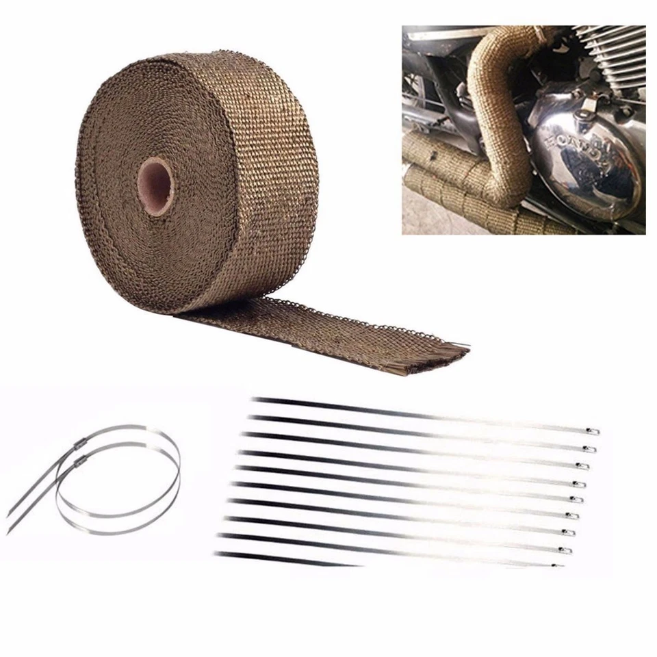 Cubierta de manta protectora térmica T4 Turbo + cinta envolvente de cabezal de escape de 2" 50 pies titanio Foto 3 de 4