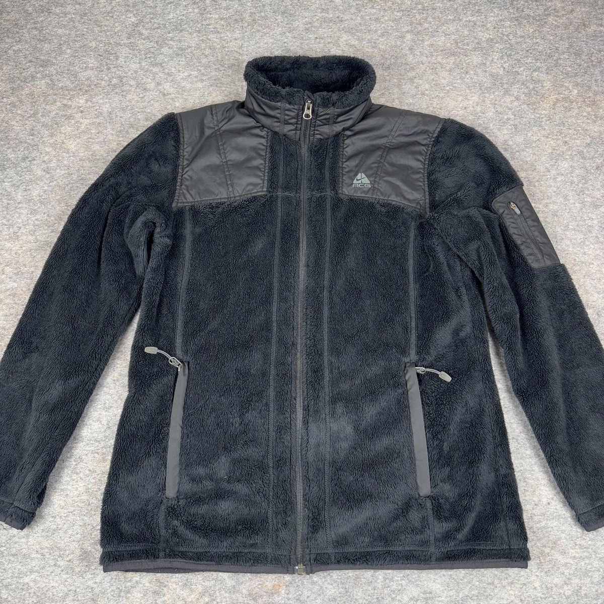 Nike ACG Full Zip Jacket Fleece Sherpa Furry Soft Black Womens