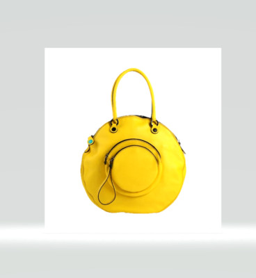 Gabs~Leather~Yellow~Circle~Handbag~Italy~NEW!