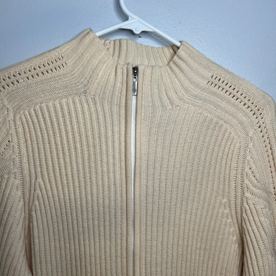 Nuevo Cárdigan Petite Sophisticate Mujer Lana Merino Cremallera Completa Talla M Crema Italiana Foto 2 de 4