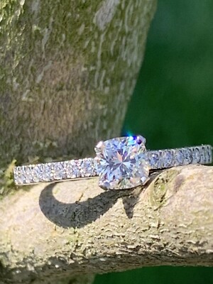 Tiffany Co Platinum Novo Square Cushion Diamond Ring TCW Paperwork  Boxes - Main Image