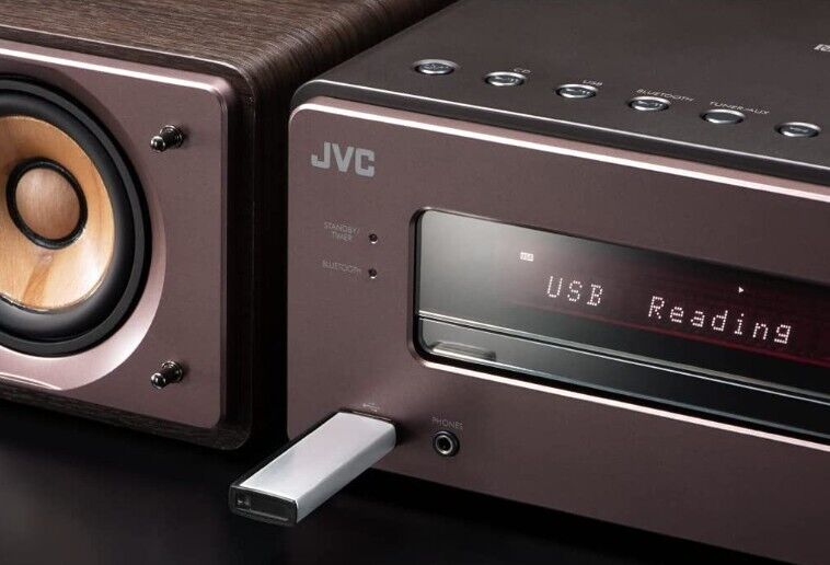 JVC Compact Audio System WOOD CONE EX-S55-T USB CD Player JVC Compact Audio System WOOD CONE EX-S55-T USB CD Player