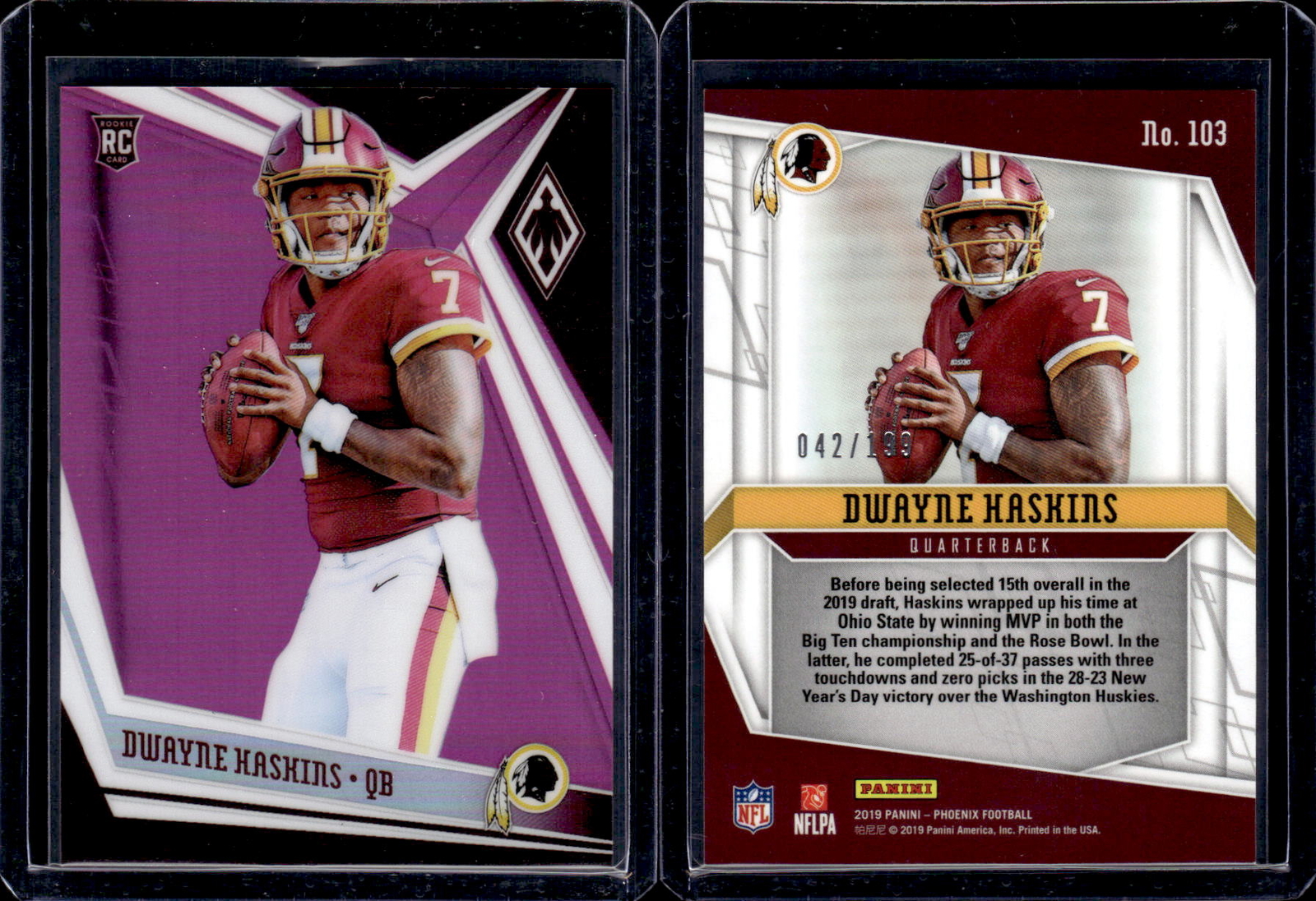 2019 Panini Phoenix Pink #103 Dwayne Haskins 042/199 - EXACT SCAN