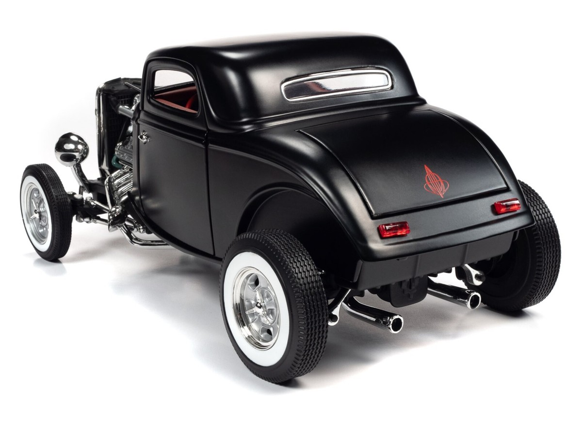 1934 FORD 3-WINDOW HIGH BOY HOT ROD MATT BLACK 1:18 SCALE BY
