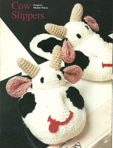 Lady's Cow Slippers crochet PATTERN INSTRUCTIONS