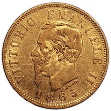 Moneta - Italia Vittorio Emanuele II - Oro - 10 Lire 1865 Torino - Tesoro Lusignano