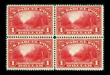 US #Q12; $1 PARCEL POST, VF-OG-LH BLOCK OF 4, CV $1,150