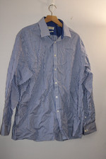 Michael Kors Men's Dress Shirt 17 34/35 Regular Fit Non-Iron Blue Stripes