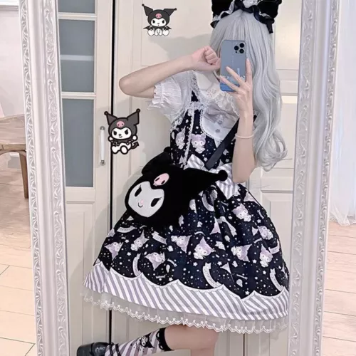 Girl Sweet Cinnamoroll Kuromi My Melody Lolita JSK OP Dress Slip Strap Skirts - Picture 4 of 9