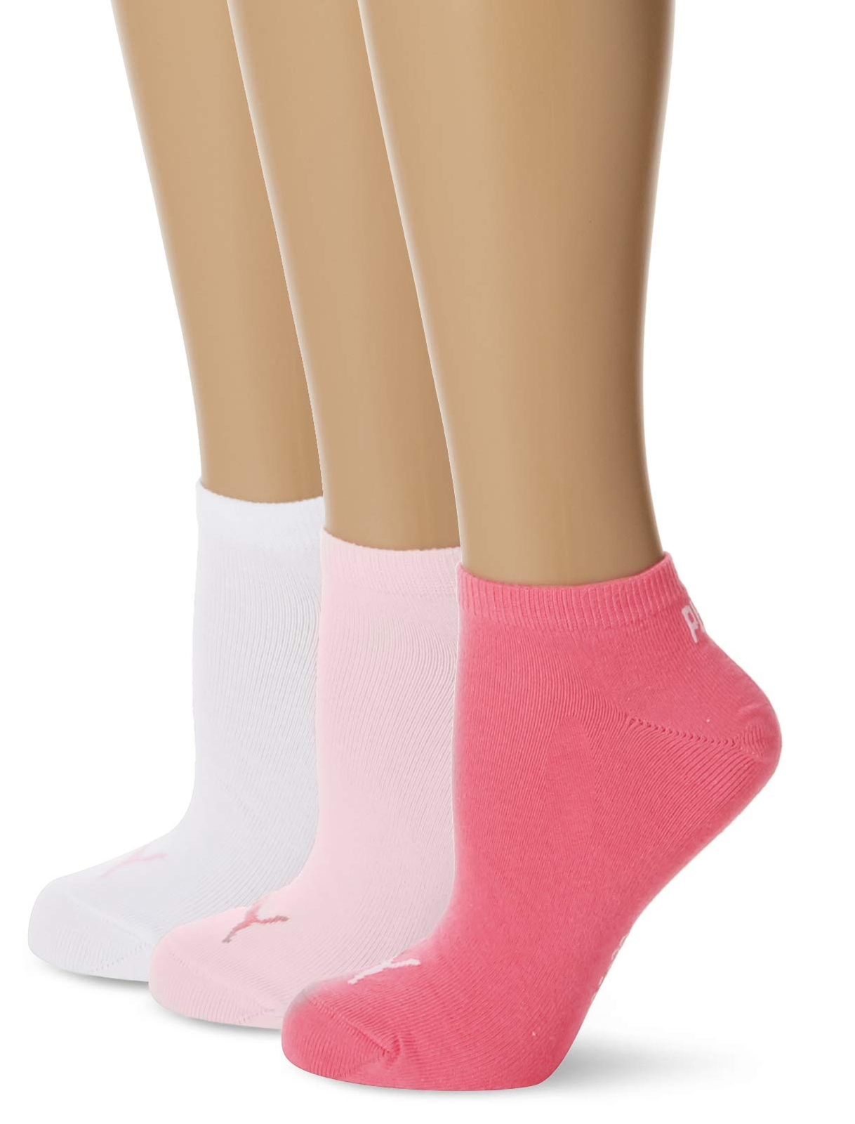 PUMA Unisex Sneaker Socks (3 Pair Pack) One Size Pink Lady