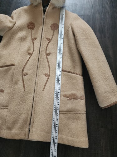 Vintage Wool Parka Fox Fur Hood 1950's Girls Size 10 Medium Embassy Furs Canada - Picture 6 of 11
