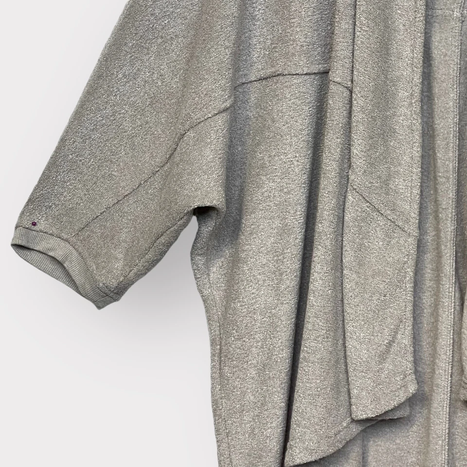 Shimera 开放式开衫女式 M 灰色瀑布羊毛 Dolman 袖弹力 D10 — 第 3/4 张图片