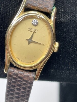 VINTAGE SEIKO 2C20-6399 GOLD TONE DIAMOND DIAL LADIES WRIST